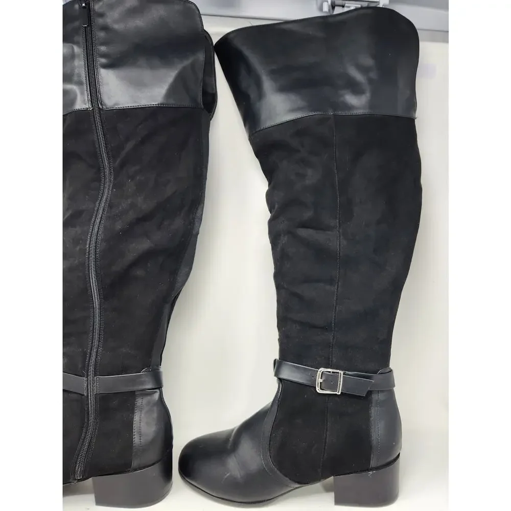 Torrid Over The Knee OTK Moto Boots Faux Leather Wide Calf 10 WW